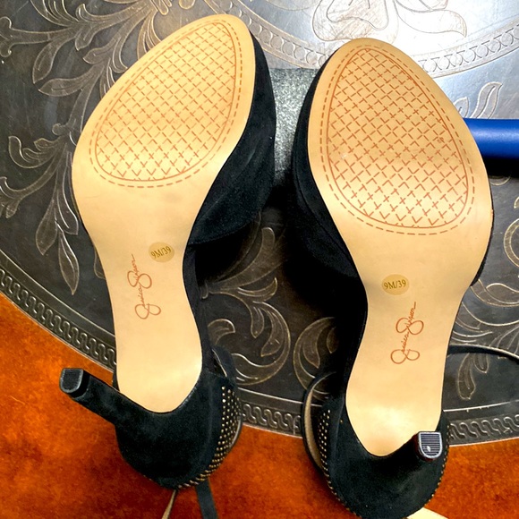 COPY - Jessica Simpson Black Suede Rhinestone stiletto Heels size 9M - Picture 8 of 9